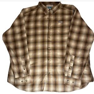 Columbia Men’s Brown Plaid Long Sleeve Shirt xl